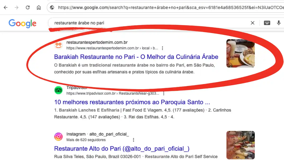 resultado no Google cozinha árabe Pari